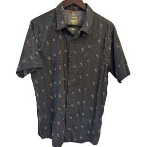 Roark Bless Up Basquiat Button Down Shirt Men Large Gray Travel Art Streetwear